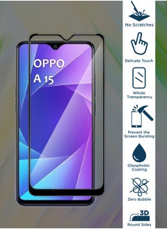 Generic واقي شاشة زجاجي عام لهاتف Oppo A15 - أسود  - Image 2