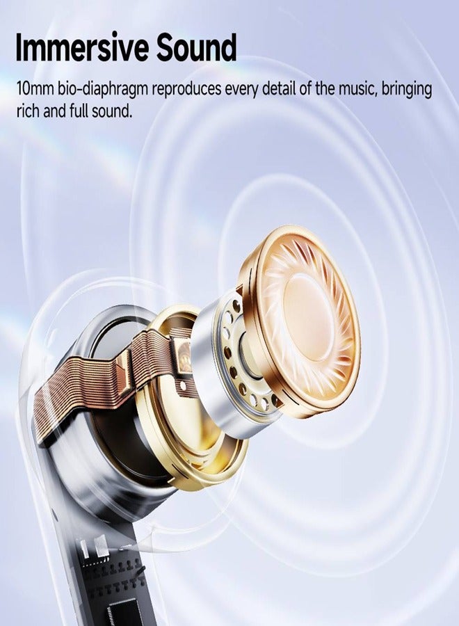 QCY MeloBuds Neo Wireless Earbuds, Bluetooth 5.3 Earphones with HiFi Stereo Deep Bass, Personalized EQs, 4 Mics ENC Calls, LED Power Display, 24H Playtime, Dual Connection, IPX5 Waterproof - White - Image 3