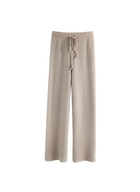 Soft Confucian Wool Pants Womens Autumn and Winter Outer Wear Dape Knitted Wide Leg Pants White Mop Pants Small Straight Cloud Pants Camel