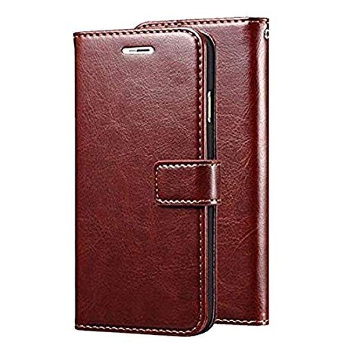 CEDO Flip Cover for Realme 3 Pro (4G) | Leather Finish | Inside Pockets & Inbuilt Stand | Shockproof Wallet Style Magnetic Closure Back Case Flipcover (Brown) - Image 1