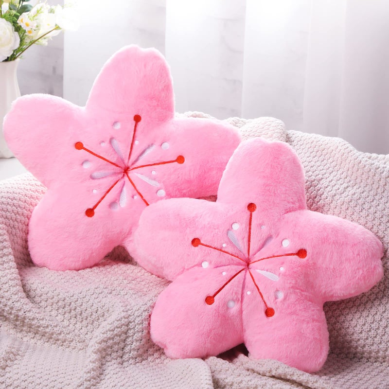 Unittype Unittype 2 Pcs Cute Cherry Blossom Pillow Throw Plush Decor Flower Sakura Pillow Floor Room Aesthetic Decor Kawaii Seating Cushion for Bedroom Car Bed Sofa Couch157 InchPink 