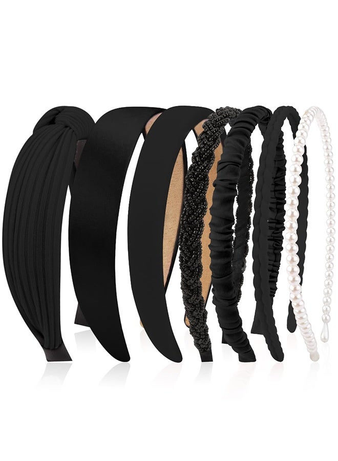 7 Pack Headbands for Women Girls Headbands Non Slip Hairbands Cute Hair Accessories Multi-style Headband Black - Image 5