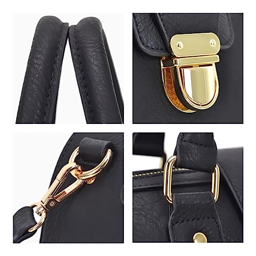 Dasein Women Barrel Handbags Fashion Satchel Bags Top Handle Shoulder Purses Vegan Leather Work Tote (Buffalo Black) - Image 4