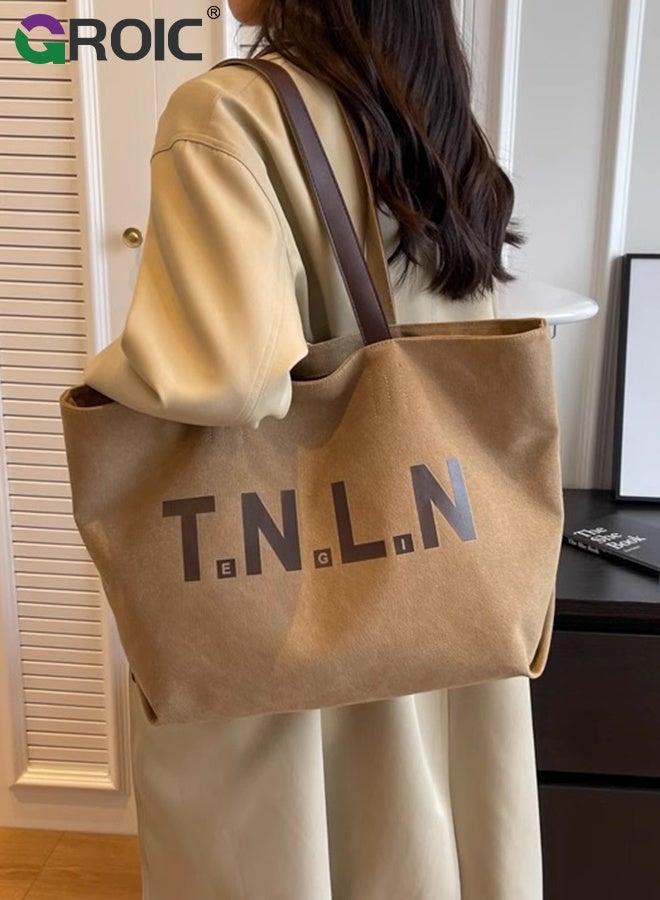 GROIC Tote Bags for Women, Fashion Large Handle Satchel Shoulder Bag Handbag with Zipper,Reusable Grocery Shopping Bags,Canvas Tote Bag - Image 2