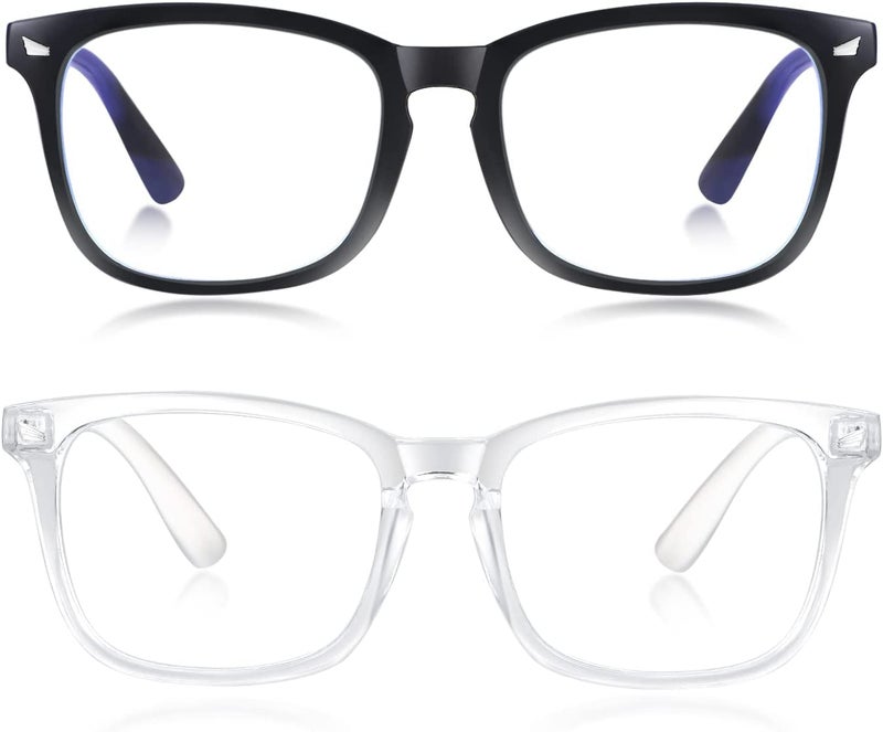 IFLASH Blue Light Blocking Glasses Gaming Filter Transparent Square Eyeglasses for Eye Protection Men Women, Computer/Tablet/Laptop/Mobile/TV, Anti-blue & Anti eyestrain (BLACK & CLEAR) - Image 2