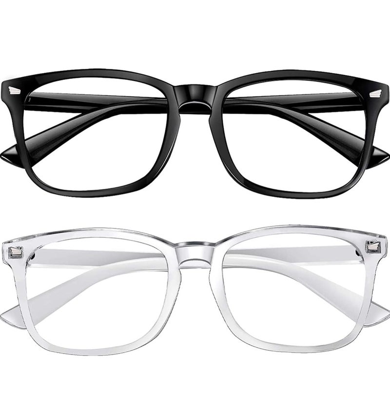 IFLASH Blue Light Blocking Glasses Gaming Filter Transparent Square Eyeglasses for Eye Protection Men Women, Computer/Tablet/Laptop/Mobile/TV, Anti-blue & Anti eyestrain (BLACK & CLEAR) - Image 1