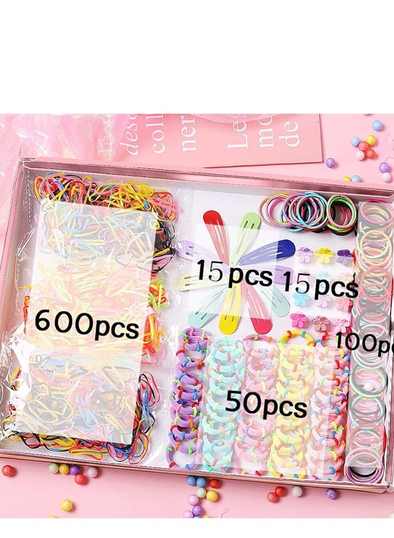 general 790 pcs Hair Tie Set for Girls Toddler Kids Hair Accessories Colorful Ponytail Holders Rubber Bands with Ice Cream Hair Clips - Image 5