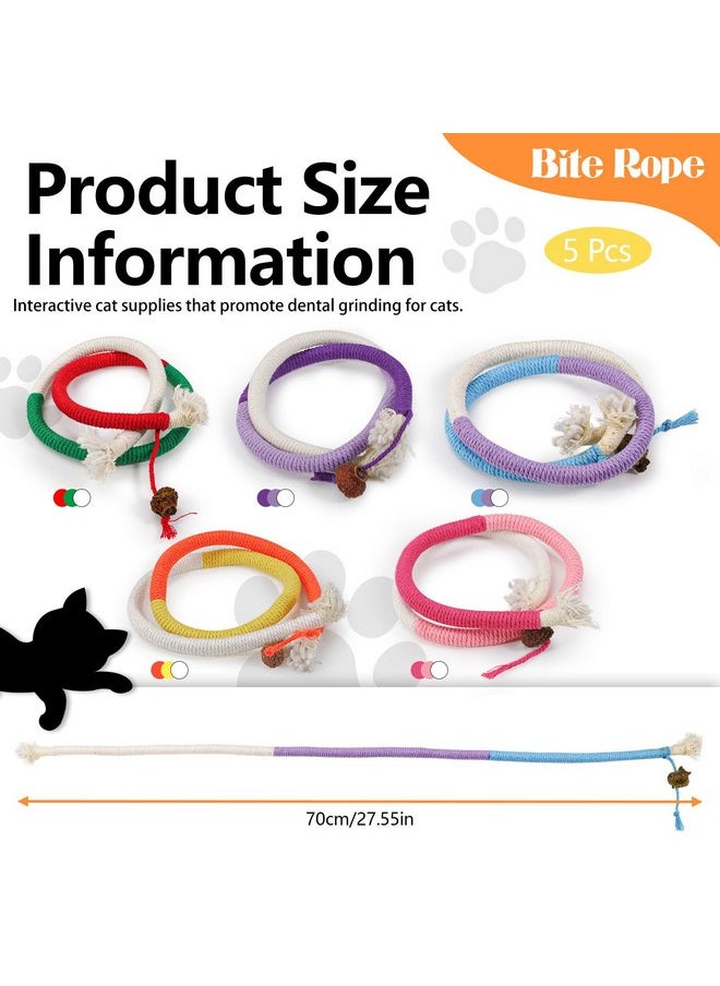 Huakaile - Huakaile 5 Pack Colorful Cat Chew Rope Toy Set, Interactive Cat Nip Toys with Silvervine Fruit, Large Handmade Cat Teeth Cleaning Toy for Indoor Bored Kitten Kitty Pet Biting (5 Colors) - Image 1