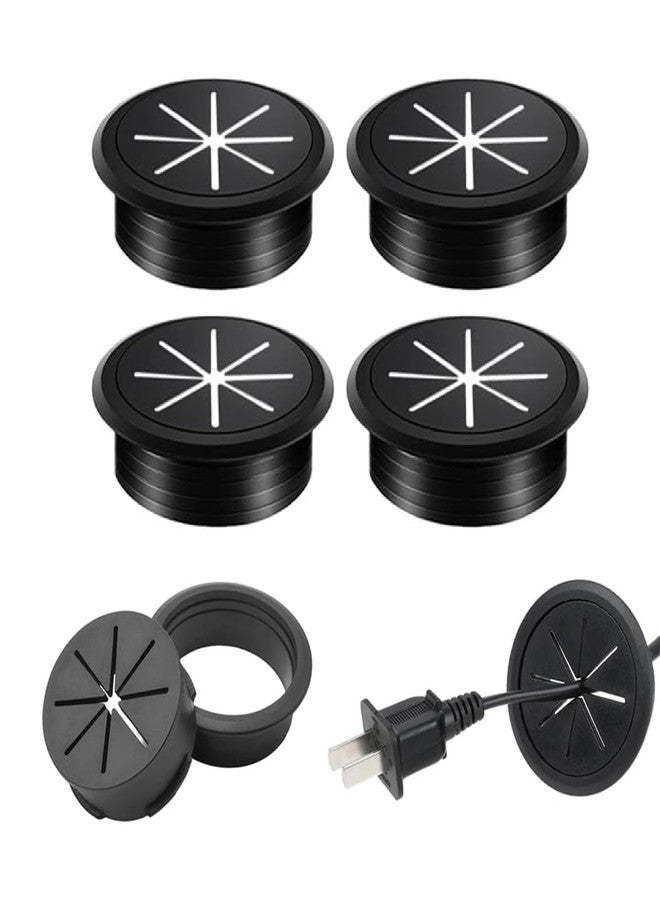 Jubobu Desk Cable Hole Covers,Desk Grommets Round Rubber Cable Grommets,4 PCS,2 Inch (50 mm),Grommet Hole Cover for Wires Cables Through for Computer Tables and Desks (Black) - Image 1