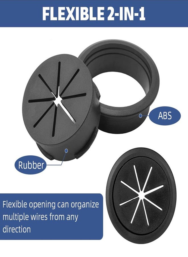 Jubobu Desk Cable Hole Covers,Desk Grommets Round Rubber Cable Grommets,4 PCS,2 Inch (50 mm),Grommet Hole Cover for Wires Cables Through for Computer Tables and Desks (Black) - Image 3