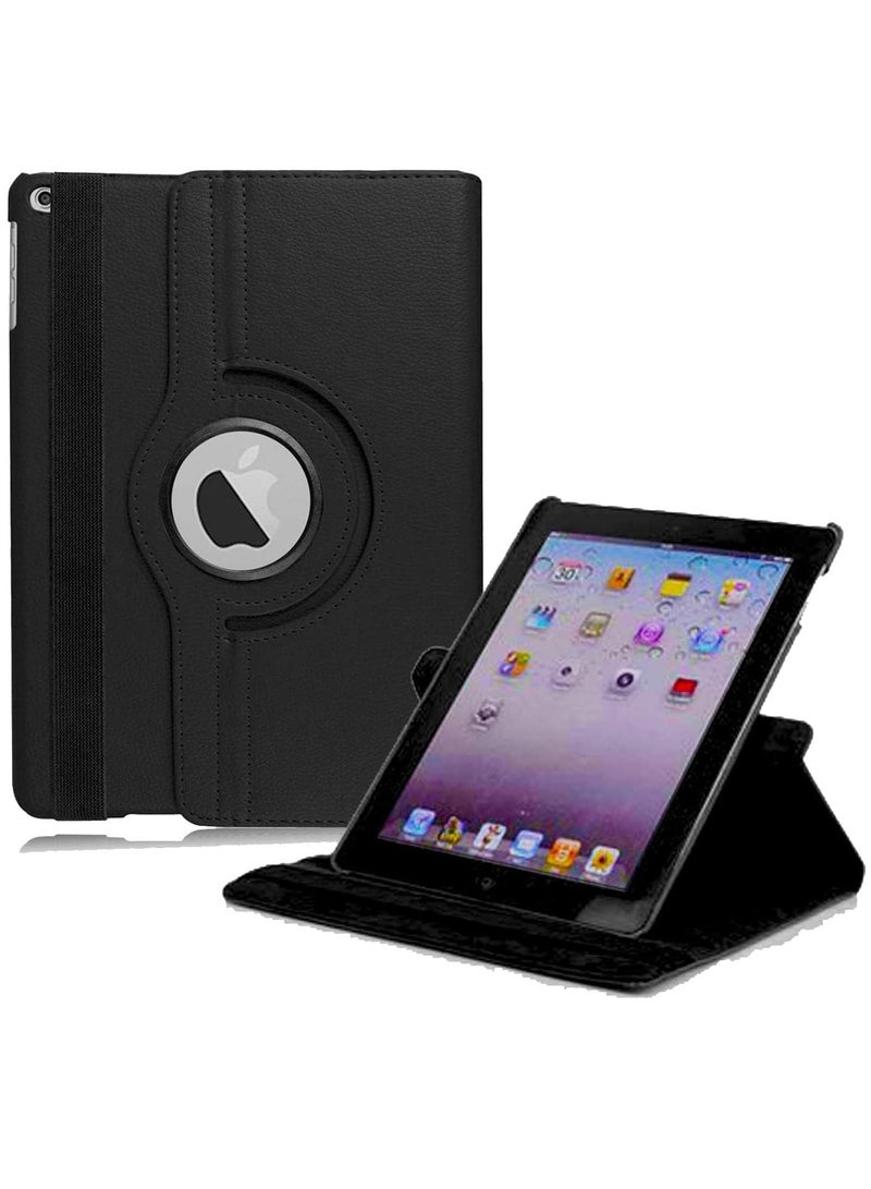 ELTRAZONE New iPad 2017 9.7" / iPad Air 2 Leather Case - 360 Degree Rotating Stand Smart Cover with Auto Sleep/Wake - Black - Image 1