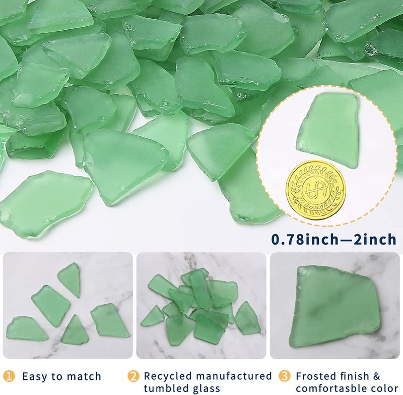 Giftvest جيفت فيست زجاج بحري للحرف اليدوية 16 أونصة زجاج بحري أخضر ديكور لحفلات زفاف الشاطئ DIY حشو المزهرية (أخضر فاتح) - Image 3