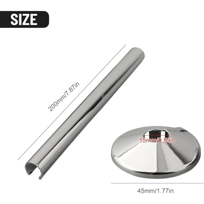 12PCS RADIATOR PIPE COVERS SET UNIVERSAL 15MM PIPE COLLARS RADIATOR PIPE COVERS AND 15MM X 200MM CHROME RADIATOR PIPE COLLARS COVER FOR MOST RADIATOR PIPE,EASY TO INSTALL - Image 2