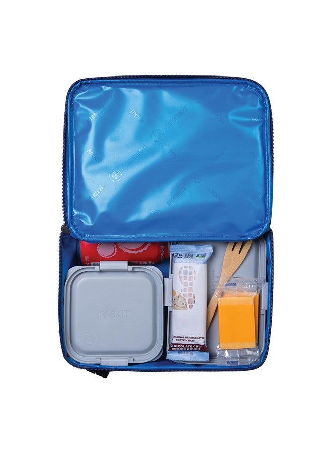 PACKIT PackIt Freezable Classic Lunch Box, True Blue, Built with EcoFreeze® Technology, Collapsible, Reusable, Zip Closure With Front Pocket and Buckle Handle, For Work Lunches and Fresh Lunch On the Go  - Image 4