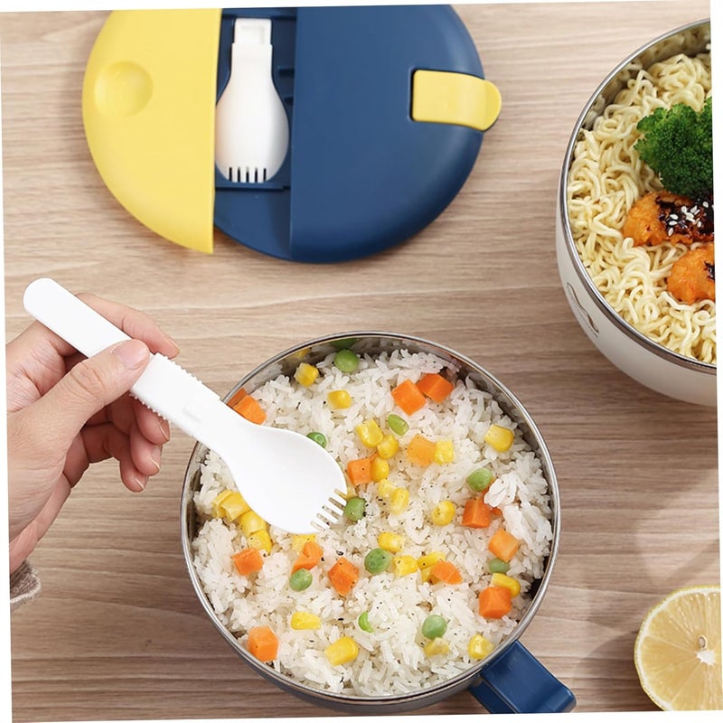 Ramen Bowl with Lid 1200ml Heat Resistant Stainless Steel Ramen Cooker, Portable Leak-Proof Instant Noodle Bowl with HandlesRamen with Lid - Image 5
