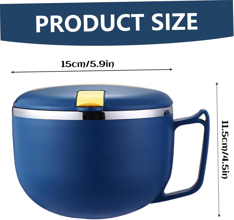 Ramen Bowl with Lid 1200ml Heat Resistant Stainless Steel Ramen Cooker, Portable Leak-Proof Instant Noodle Bowl with HandlesRamen with Lid - Image 3