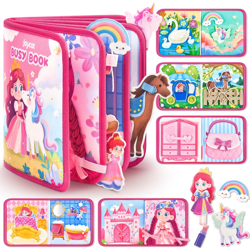 JoyCat Travel Toys for Toddlers 13 Princess Busy Book Busy Book for 1 Year Old DressUp Unicorn Castle Play Quiet Toy Fine Motor Skills Easter Basket Stuffers Gifts for Kids Girl - Image 3