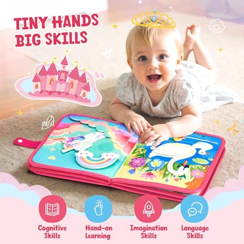 JoyCat Travel Toys for Toddlers 13 Princess Busy Book Busy Book for 1 Year Old DressUp Unicorn Castle Play Quiet Toy Fine Motor Skills Easter Basket Stuffers Gifts for Kids Girl - Image 5