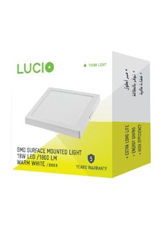 Lucio 18W 1800 Lumens SMD Surface Mounted Square LED Panel Light Warm White 4.4 x 25.4 x 23.6 cm SM37C-18W-3000K  - Image 1