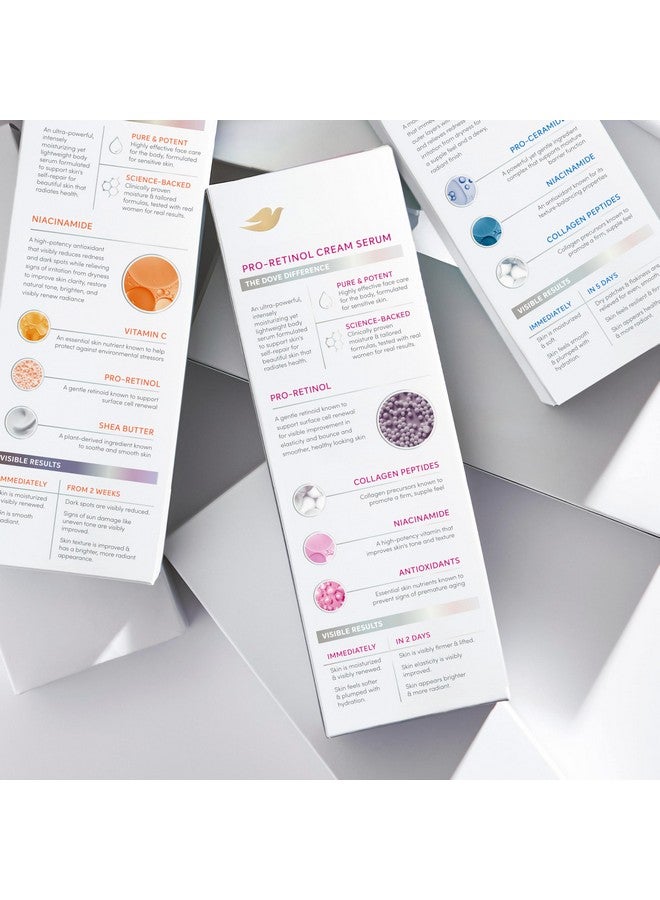 دوف كريم دوف للجسم، سيروم برو-ريتينول + لشد البشرة، لمرونة وشد البشرة، مع ببتيدات الكولاجين والنياسيناميد ومضادات الأكسدة، 8 أونصة - Image 3