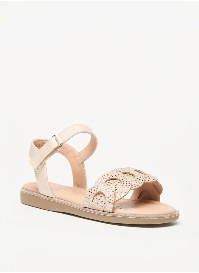 JUNIORS Girls Embellished Sandals with Hook and Loop Closure