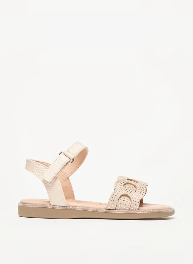 JUNIORS Girls Embellished Sandals with Hook and Loop Closure