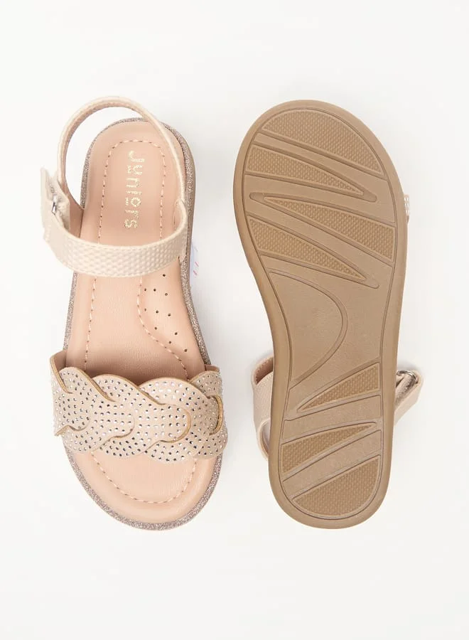 JUNIORS Girls Embellished Sandals with Hook and Loop Closure