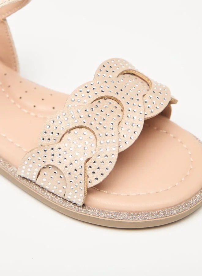 JUNIORS Girls Embellished Sandals with Hook and Loop Closure