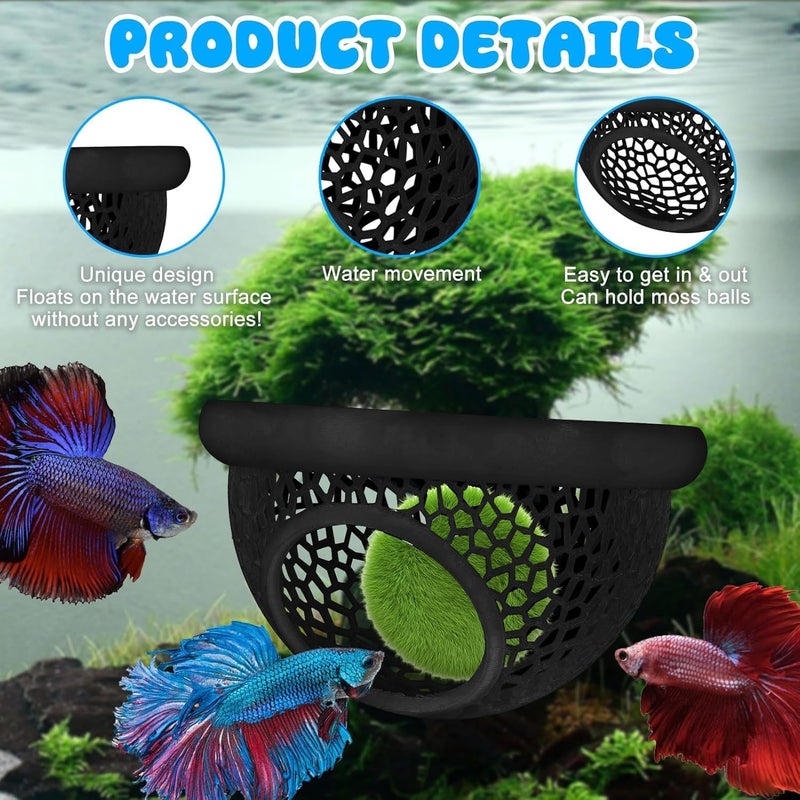 KASTWAVE Floating Betta Hide & Shrimp Cave – 3D Printed Aquarium Decor, Multi-Functional Hammock, Feeding Ring & Resting Spot for Betta, Shrimp & Small Aquatic Pets,Eco-friendly PLA, Black - Image 5