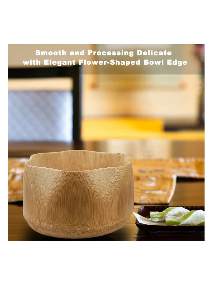Y&D Japanese Matcha Tea Set, Unique Set - Flower-Shaped Bamboo Bowl, Whisk, Green Whisk Stand, Traditional Scoop - Image 3