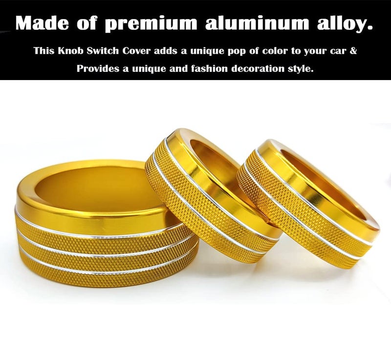 Auprite أغطية مقابض التحكم في المناخ من لملحقات تشالنجر 2015-2023 2024، لدودج تشارجر 2015-2023 2024، لدودج كرايسلر 300/300s 2015-2024، مجموعة 3 قطع (ذهبي) - Image 5