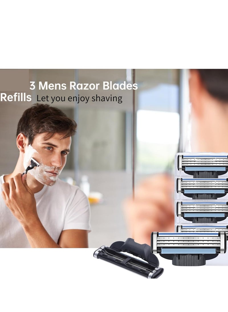 SYOSI Razor Blades Refills for Mach 3, Manual Turbo Mens Razor Blade 3 Layers Refills, Hair Removal Device Blades for Men, Designed for Sensitive Skin-Use with Shaving Cream for Shaving 8Pcs - Image 2