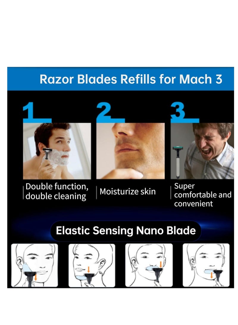 SYOSI Razor Blades Refills for Mach 3, Manual Turbo Mens Razor Blade 3 Layers Refills, Hair Removal Device Blades for Men, Designed for Sensitive Skin-Use with Shaving Cream for Shaving 8Pcs - Image 5