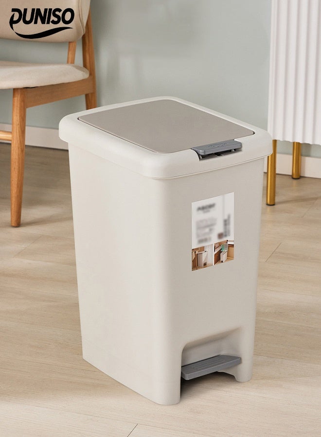 DUNISO Trash Can with Lid - Small Garbage Can, 8L Compact Garbage Can with Press Top Lid & Foot Pedal, Slim Narrow Wastebasket for Toilet, Office, Bedroom, Bathroom - Image 1