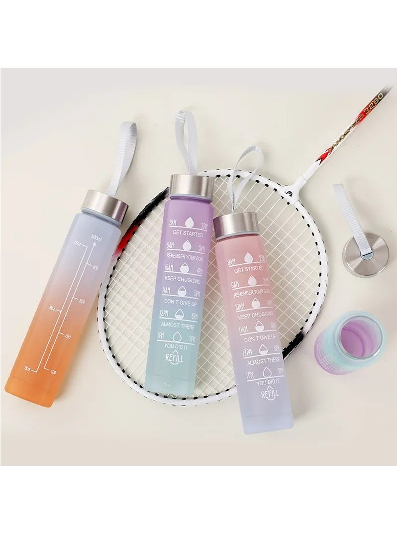 MODERN HOME - 3Pcs Sports Water Bottle With Straw 2L 900ml And 500ml Made of high quality plastic Drinking BPA Free Non Toxic With Sports Drinks Time Markings Motivational Fitness - Image 1
