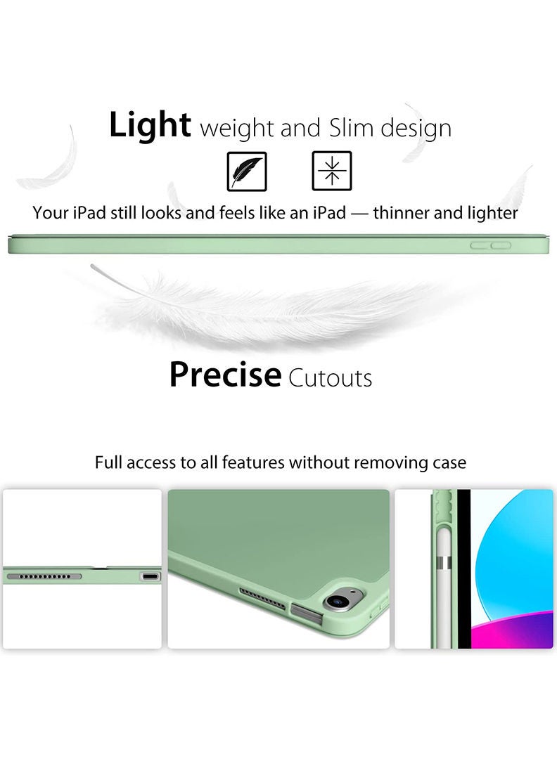 Theodor Compatible With iPad (A16) 11th Gen 11 Inch 2025/10th Gen 10.9 Inch 2022 Case with Pencil Holder, Slim Trifold Stand Protective Cover with Soft TPU Back for iPad Case 11th Gen/ 10th Gen, Auto Sleep/Wake Green - Image 3