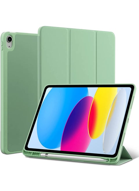 Compatible With iPad (A16) 11th Gen 11 Inch 2025/10th Gen 10.9 Inch 2022 Case with Pencil Holder, Slim Trifold Stand Protective Cover with Soft TPU Back for iPad Case 11th Gen/ 10th Gen, Auto Sleep/Wake Green