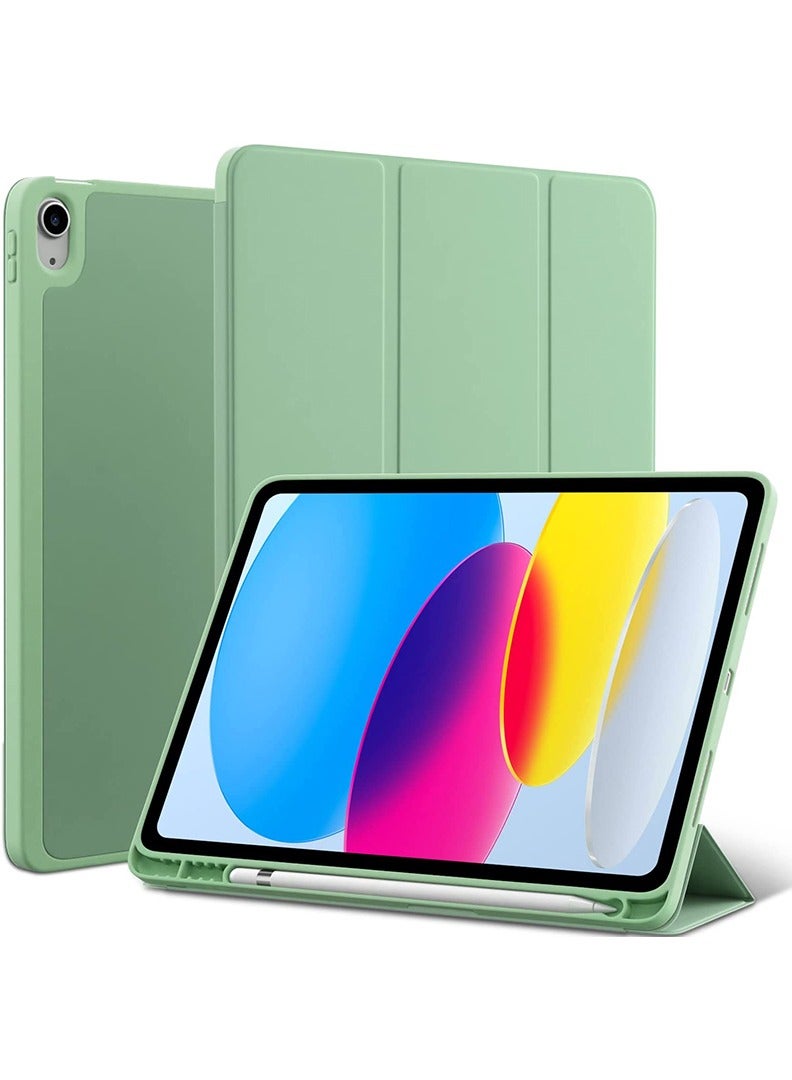 Theodor Compatible With iPad (A16) 11th Gen 11 Inch 2025/10th Gen 10.9 Inch 2022 Case with Pencil Holder, Slim Trifold Stand Protective Cover with Soft TPU Back for iPad Case 11th Gen/ 10th Gen, Auto Sleep/Wake Green - Image 1