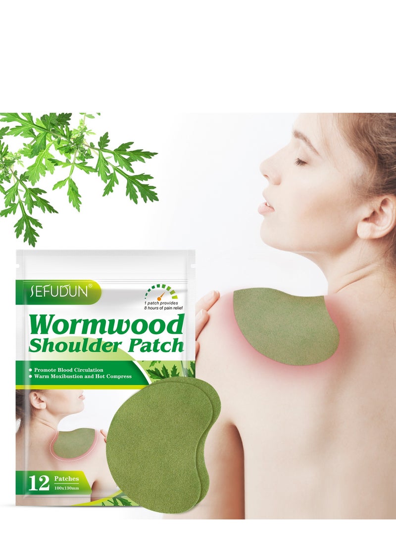 Sefudun Wormwood Shoulder Heat Pad, Shoulder Heat Patches, Pain Relief Patches, 12 Count Warming Herbal Plaster Heat Patches, Deep Heating Extra Strength Joint Patch of Shoulder, Herbal Heating Pad - Image 2