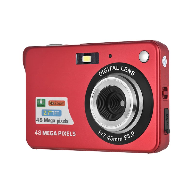 Portable 1080P Digital Camera Video Camcorder 48MP Anti-shake 8X Zoom 2.7 Inch LCD Screen Face Detact Smile Capture Built-in Lithium Battery with Carry Bag Wrist Strap for Kids Teens - Image 1