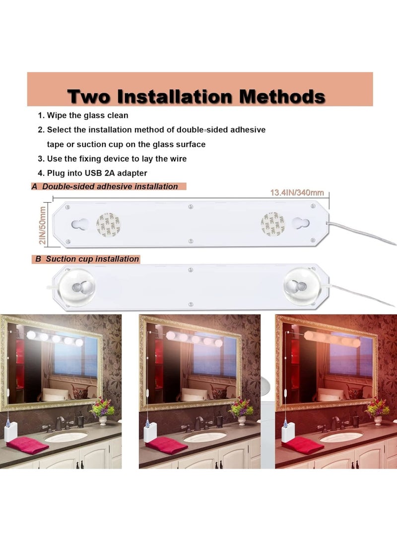 Zikra Makeup Lights for Mirror - Compact Vanity Mirror Lights Offering 3 Colors, 10 Brightness Levels, and 5 Bulbs. Perfect for Bathroom, Dressing Room, Full-Length Mirror. Ideal Gift - Image 4