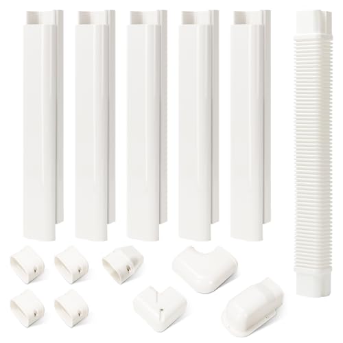 HOXHA 3" W 10Ft L Mini Split Line Set Cover Kit Air Conditioners Decorative PVC Slim Line Cover for Central AC & Heat Pumps Systems Tubing Cover - Image 1