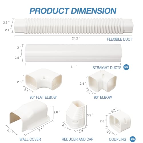 HOXHA 3" W 10Ft L Mini Split Line Set Cover Kit Air Conditioners Decorative PVC Slim Line Cover for Central AC & Heat Pumps Systems Tubing Cover - Image 2