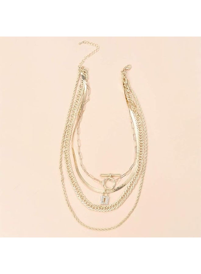 Chargances Gold Snake Bone Chain Necklace for Women Iced Out Lock Toggle Chain Choker Necklace Ladies Boho Jewelry Punk Cuban Link Chain - Image 2