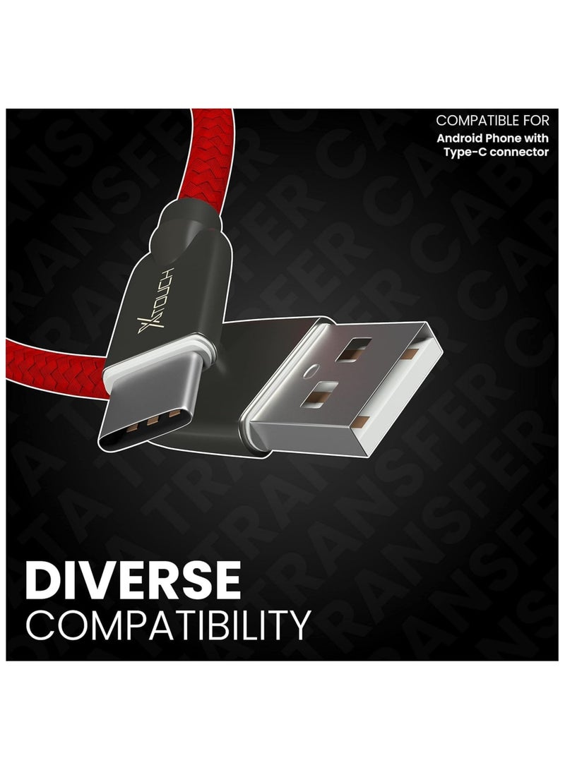 XTOUCH Fast Charging & Data Sync Cable – 1.2M Fishnet Braided, Durable & Tangle-Free – Compatible with All Type-C Devices – Red - Image 4