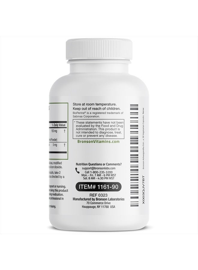 Ashwagandha Extra Strength Stress & Mood Support with BioPerine - Non GMO Formula, 90 Vegetarian Capsules