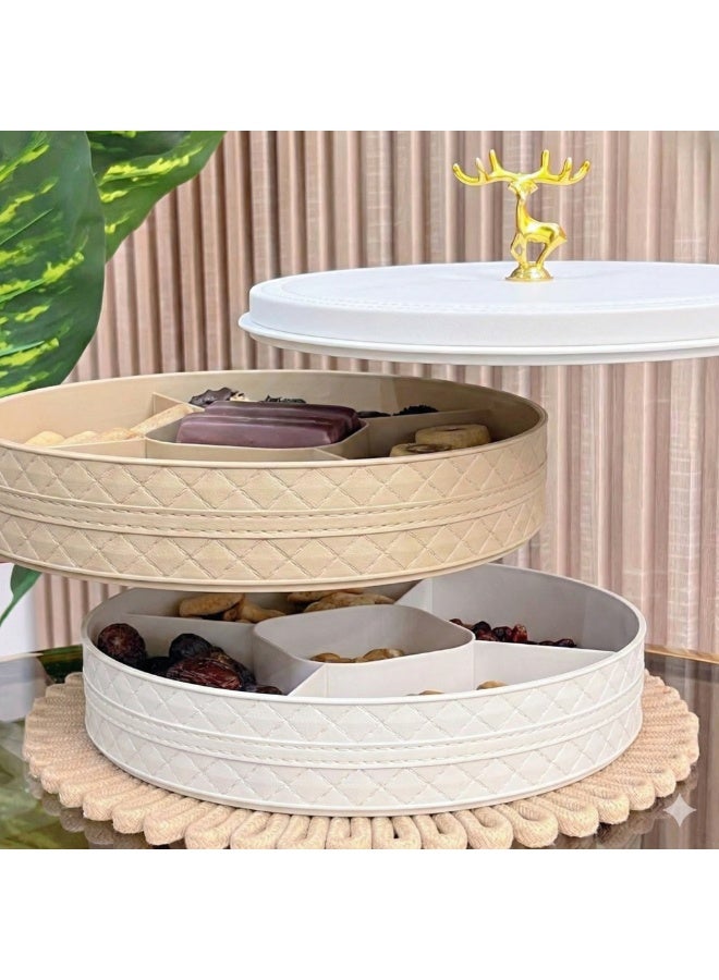 2-Tier Snack Organizer Bonbonniere with 10 Divided Sections Plastic Serving Tray for Nuts, Cookies, Kahk, Biscuits, Sweets & Ramadan Yamish - Image 5