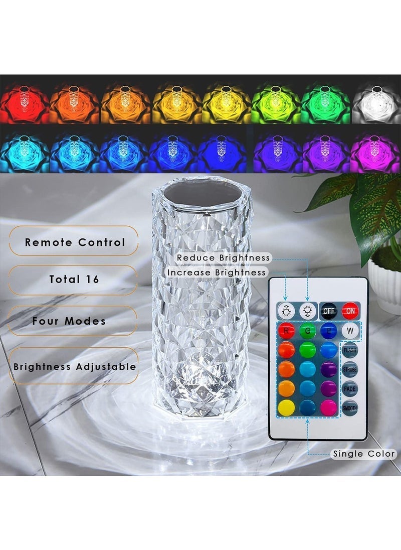 TIGER RGB Crystal Table Lamp MultiColor Remote Control Touch Dimmable LED Light USB Charging - Image 2