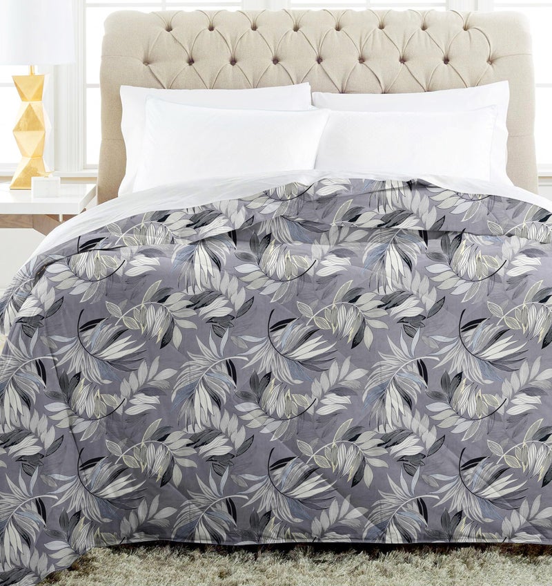 VAS COLLECTIONS Microfiber 220 GSM Glace Cotton AC Comforter Set King Size Double Bed with Flat Bedsheet 90x100 inch and 2 Pillow Covers | 4 Piece Bedding Set - Grey & Black Floral - Image 4