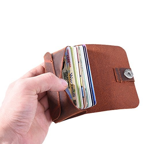 TXEsign Top Grain Genuine Leather Business Name Card Holder Case with Magnetic Closure (Reddish Brown) - Image 5